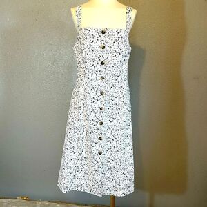 Gap women’s white gray and black floral print squared neck apron dress size 12 T